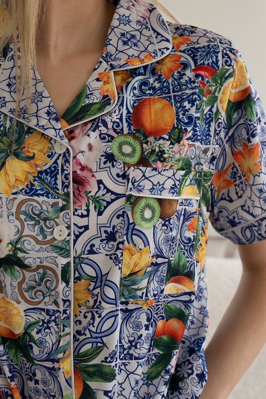 Sicilian Fruit Satin Pajamas