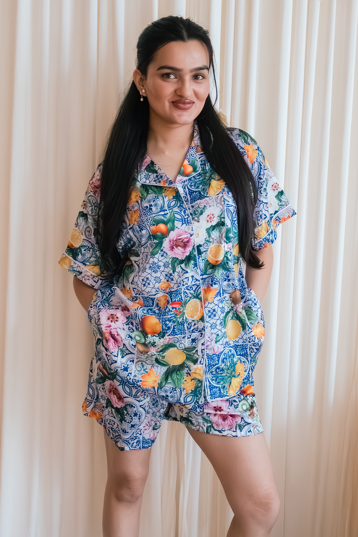 Sicilian Fruit Satin Pajamas