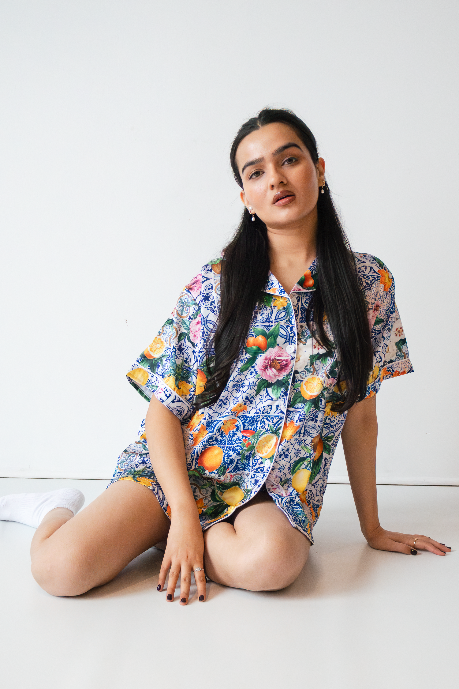 Sicilian Fruit Satin Pajamas