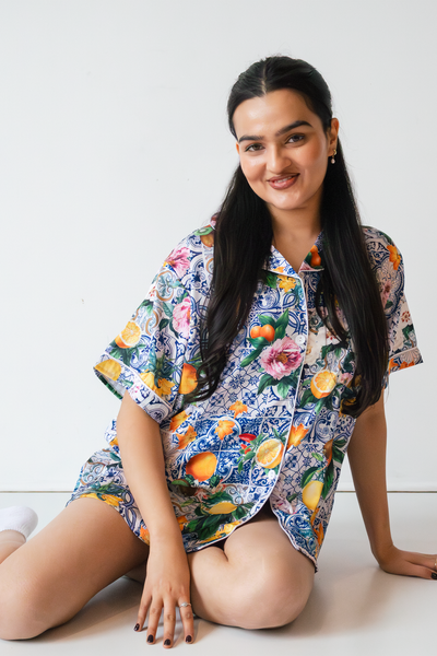Sicilian Fruit Satin Pajamas