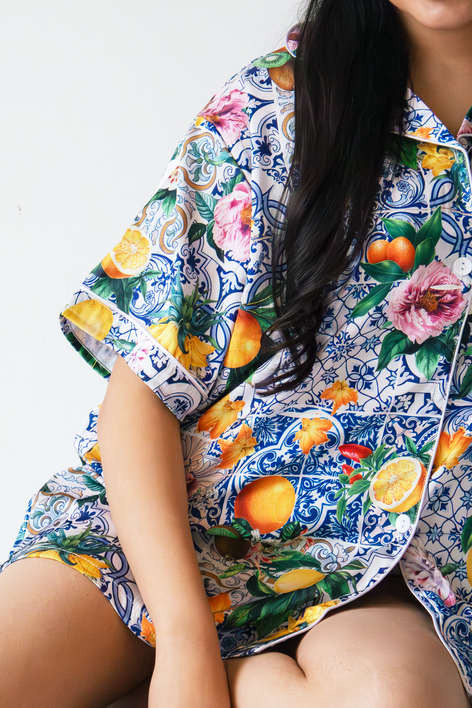 Sicilian Fruit Satin Pajamas