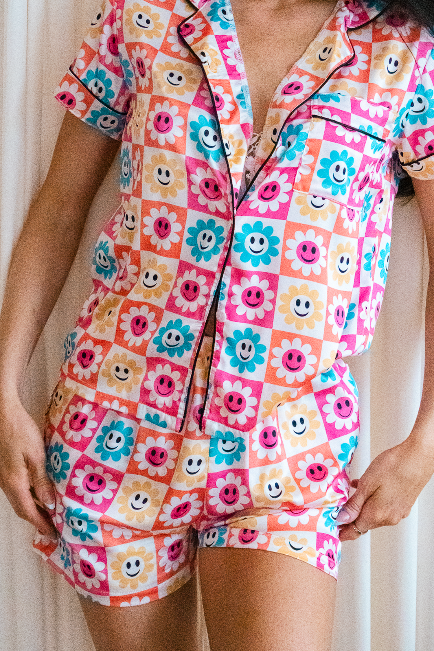Smiley Daisy Satin Pajamas