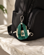 Green Mini Tote Keychain - Smiley Design