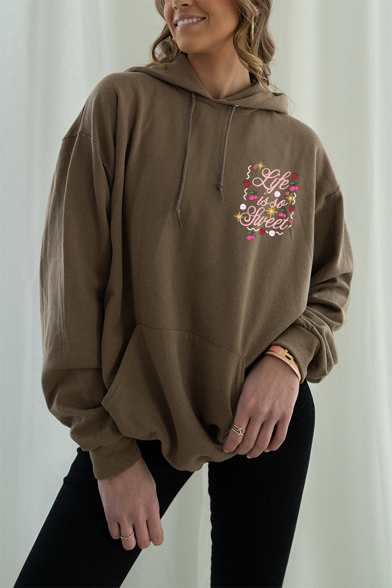 Spikes and Seams Life Is So Sweet Chocolate Brown Hoodie Small