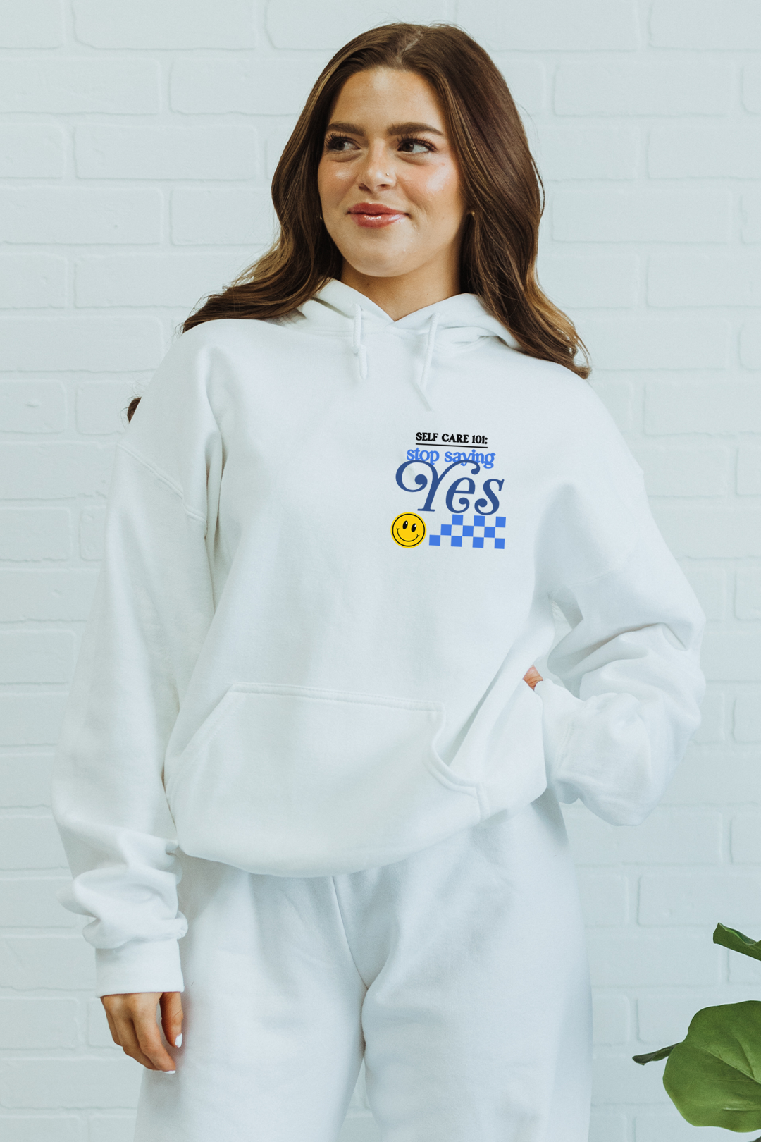 Stop Saying Yes hoodie - White