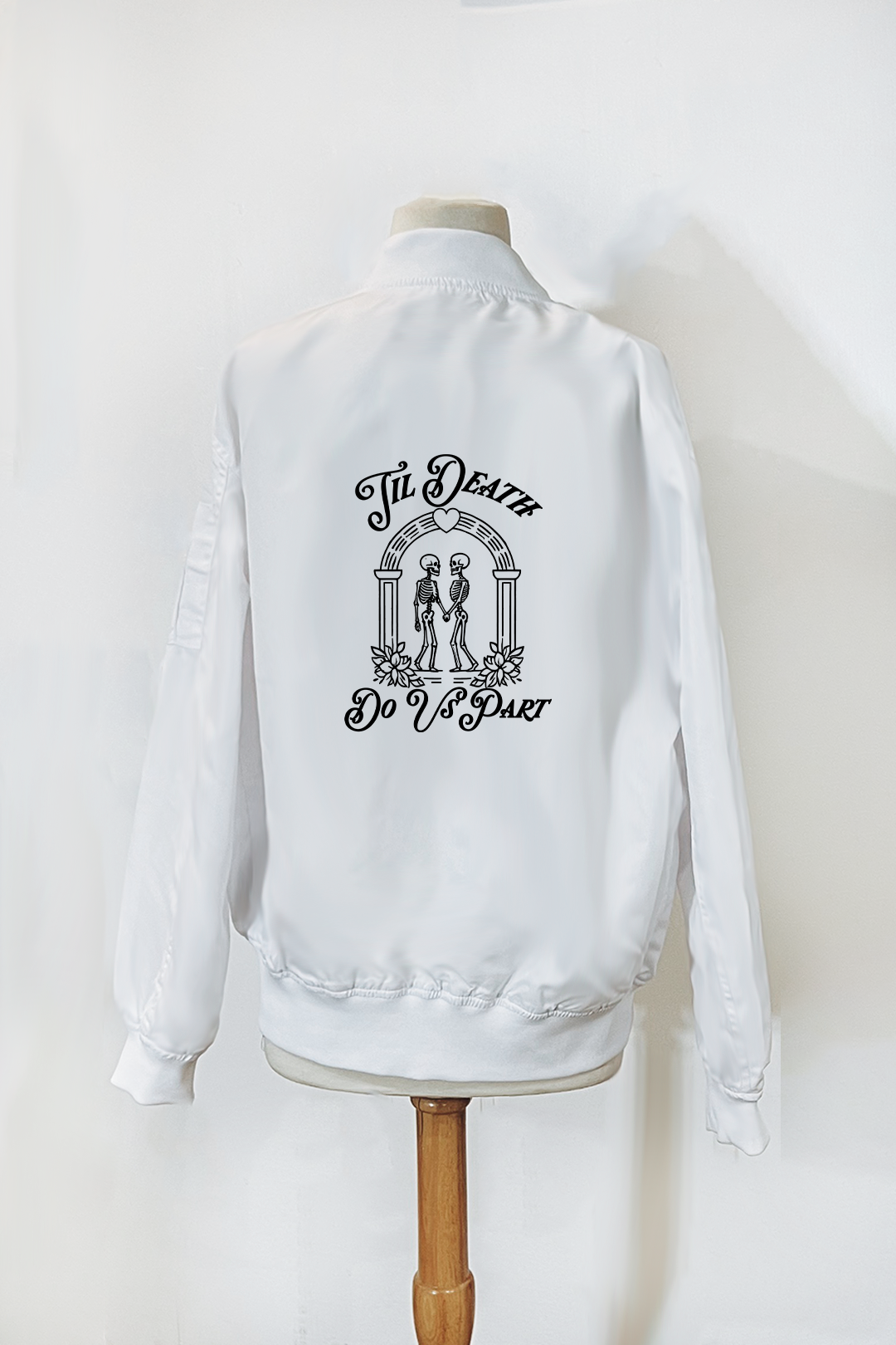 Til Death White Mid-weight Bomber Jacket