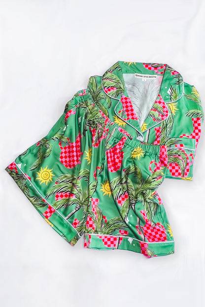 Trendy Tropical Satin Pajamas