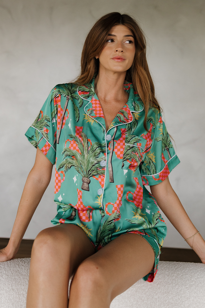 Trendy Tropical Satin Pajamas