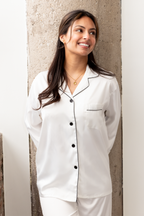 White with Black Trim Pajama Pants Set