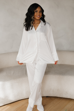 White Satin Pajama Pants Set