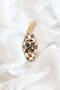 Custom Brown Checkered Keychain