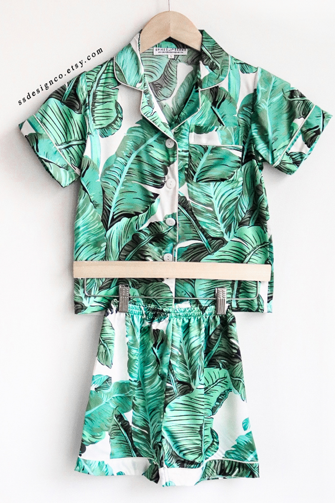 Children's Banana Leaf Pajama Shorts Set