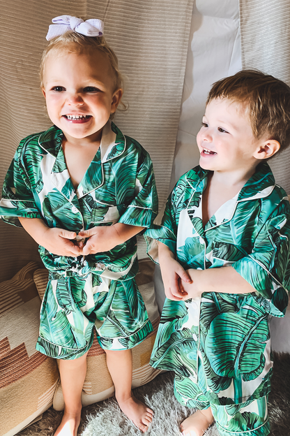 Children's Banana Leaf Pajama Shorts Set