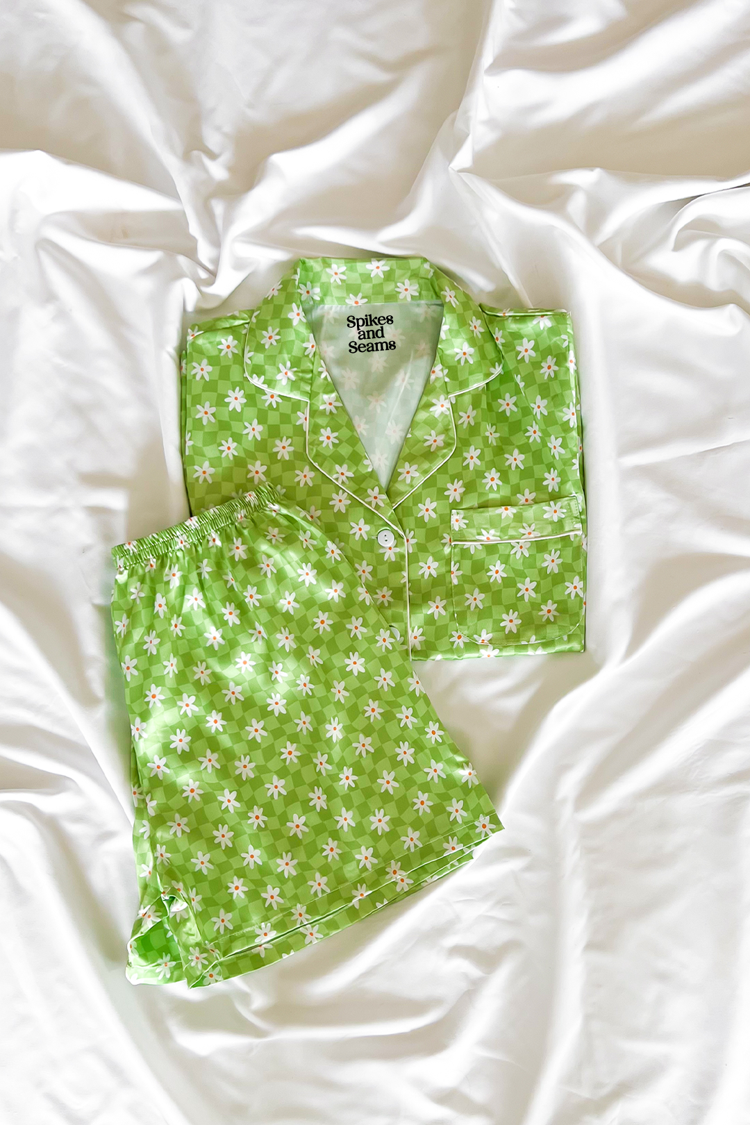 Daisy Checkered Custom Satin Pajamas