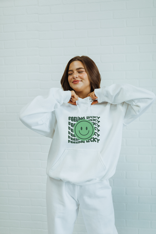 Feeling Lucky Smiley hoodie - White