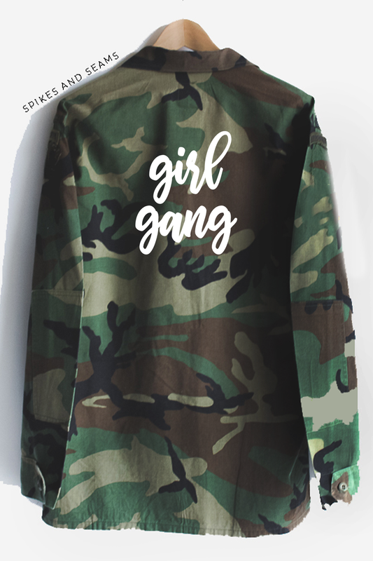 Girl Gang Camouflage jacket - choose your font!