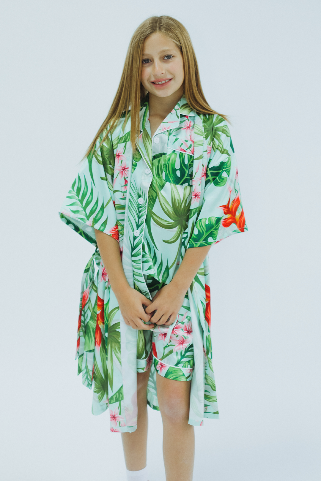 Children's Mint Tropical Robe
