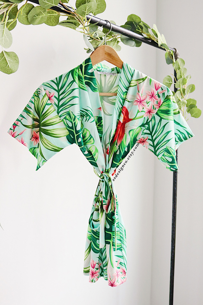 Children's Mint Tropical Robe