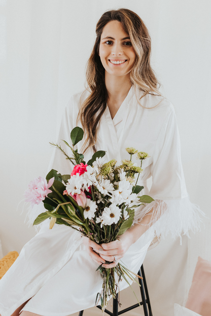 White Ostrich Feather Robe