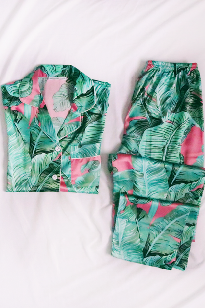 Pink Banana Leaf Pants set