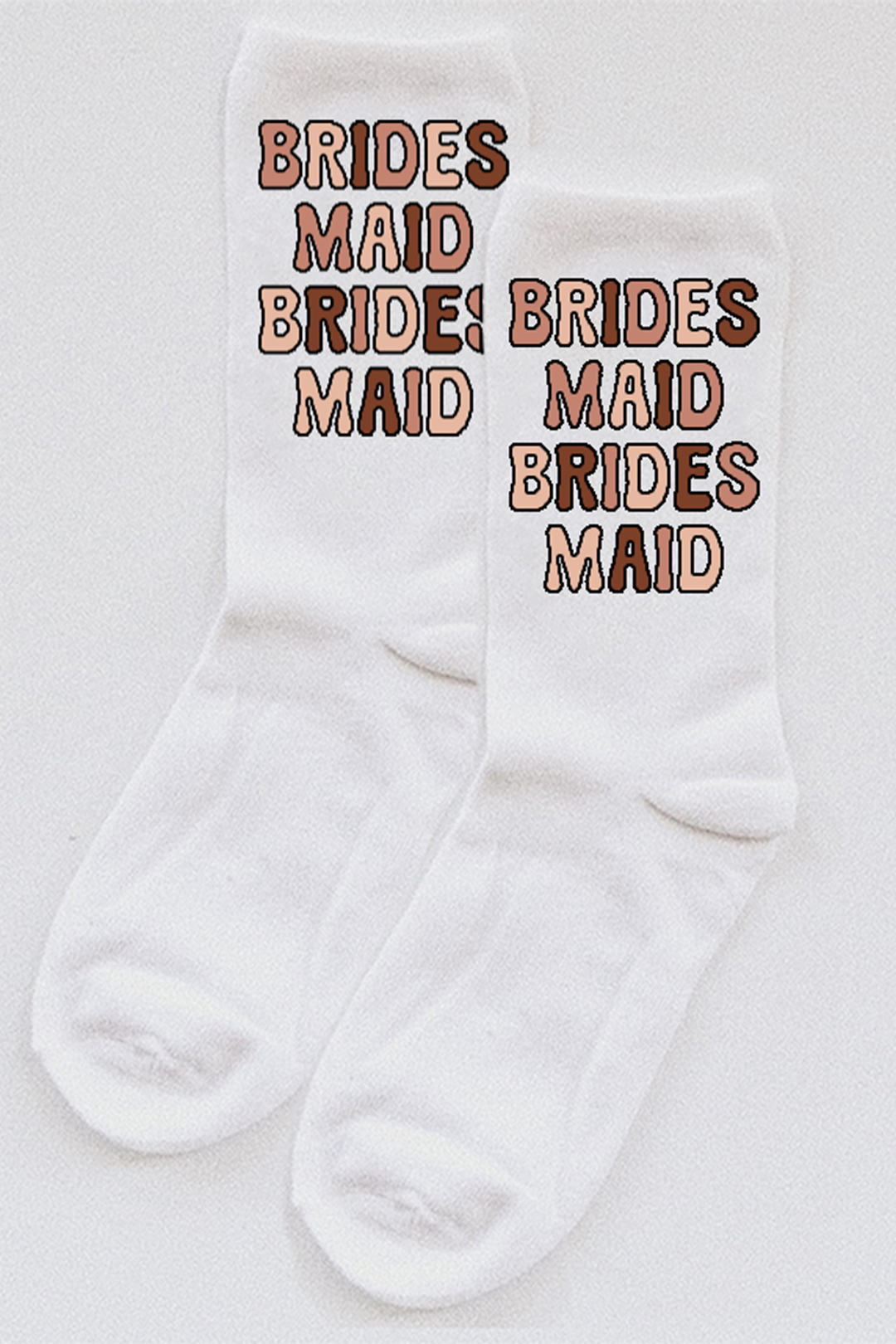 Bridesmaid Bubble Letter Socks Choose Your Colors Brown