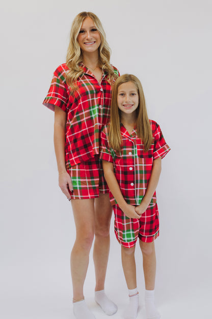 Children's Plaid Pajama Shorts Set