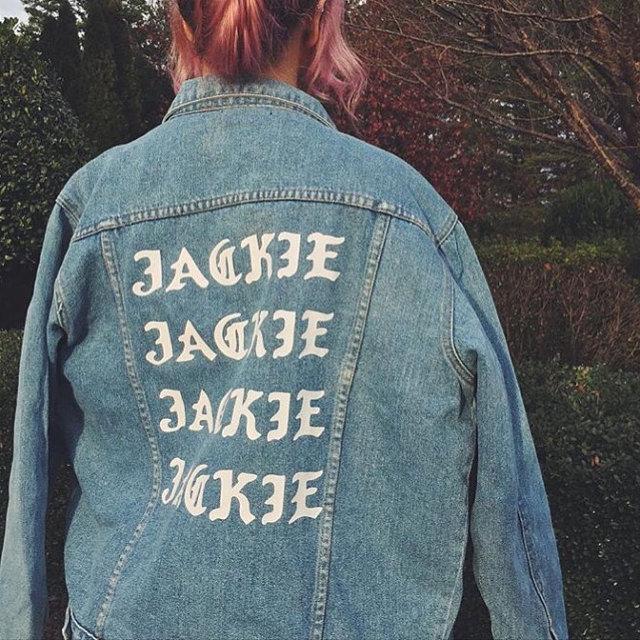 Custom Denim Jacket - repeat font.